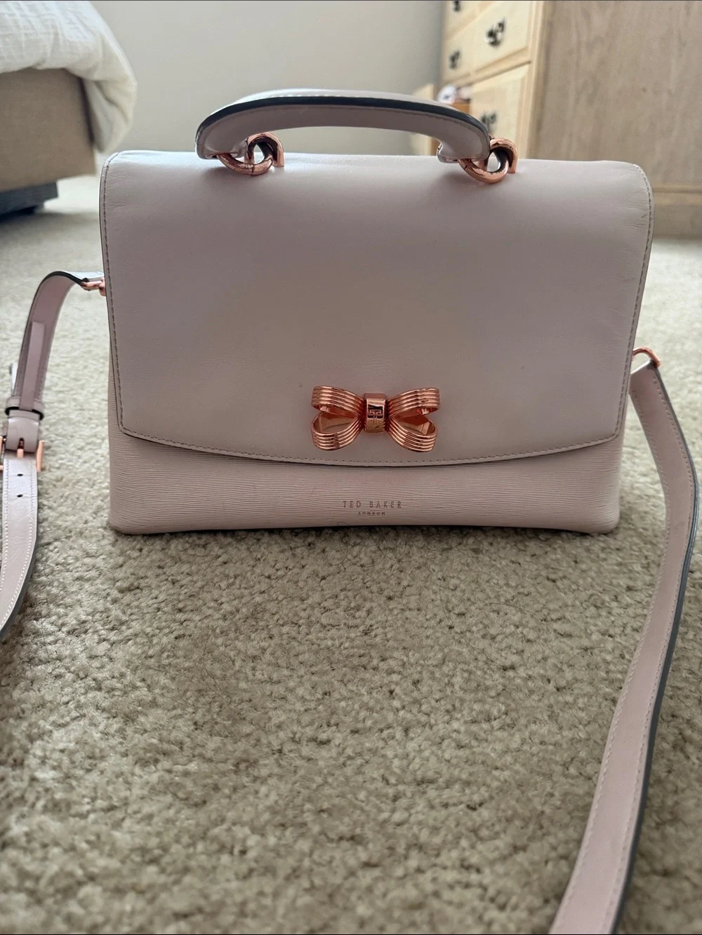 Ted Baker Blush Pink Bow-Detail Top Handle Satchel